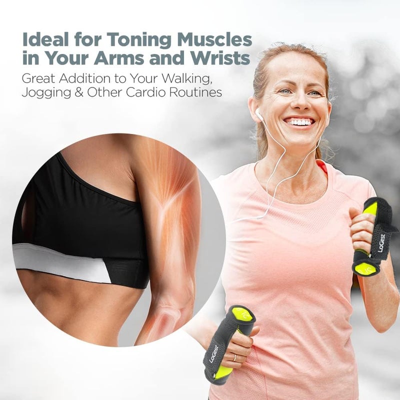 Logest Soft Hand Weights Adjustable Straps - Comes in 1LB Weights or 2LB or 3LB 4LB - Comfortable & Secure Weighted Neoprene Dumbbells with Straps for Walking Running Cardio Workout Physical Therapy - Image 3